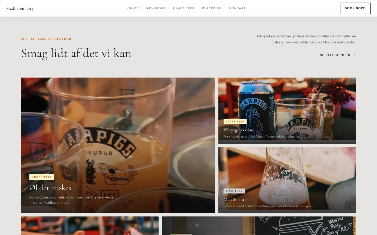 Billedgalleri fra Madbaren no13 med øl og retter